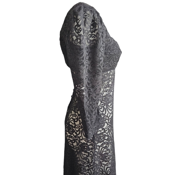 Free People Adored Black Lace Maxi Dress Sz Small NWT Whimsigoth Dark Romantic - Picture 4 of 14